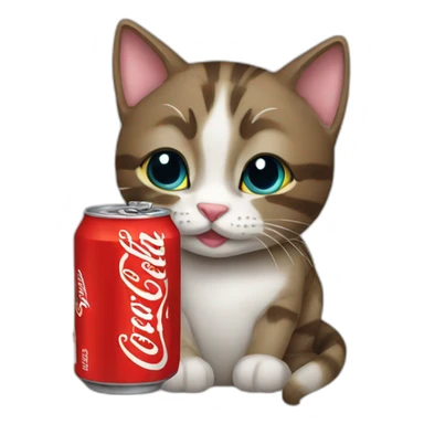 cat drinking coke can sticker