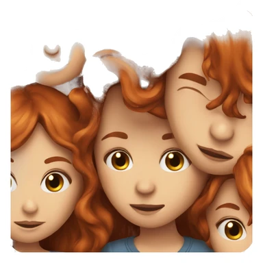 Redhead girl, kissing, boy with long brown hair  sticker
