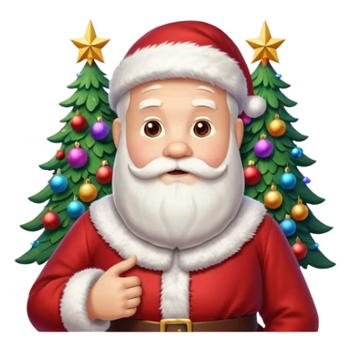 Santa Claus and a Christmas tree, with snowflakes in the background sticker