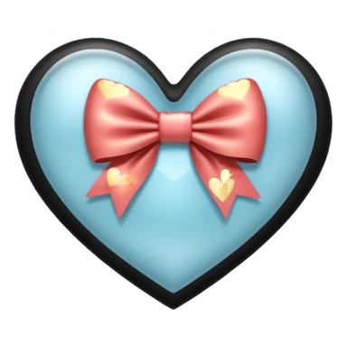 frosted glass black heart with a gold bow and heart pattern on the bow sticker
