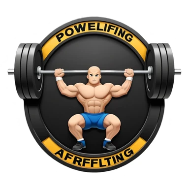 An emblem symbolizing powerlifting, featuring a bold barbell at the center, with strong, muscular arms lifting the barbell. The design is dynamic and powerful, using sharp lines and bold text. The background is minimal, ensuring the focus stays on the emblem. sticker