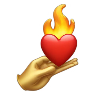 Gold hand holding fire heart sticker