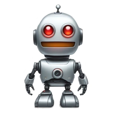 metal robot in the shape of a snowman with glowing red eyes sticker