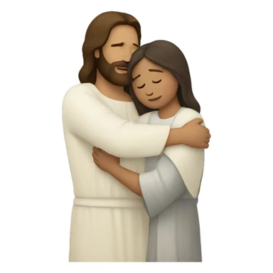 Jesus hugs a woman  sticker