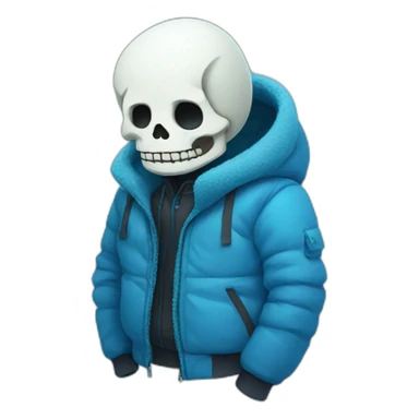 Sans the skeleton with blue winter jacket sticker