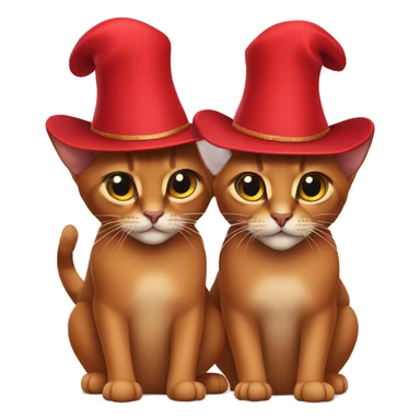 Two Abyssinian cats in big red hats sticker