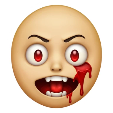 A emoji who is scary with blood sticker