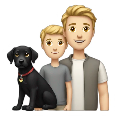 two white boys with one black labrador in the third place sticker