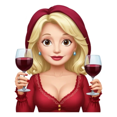 Dolly Parton with a huge glass of wine sticker