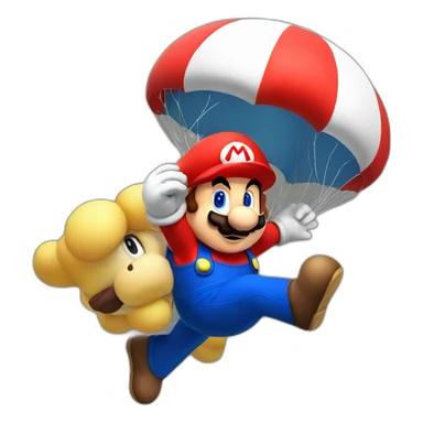 Mario doing parachute  sticker