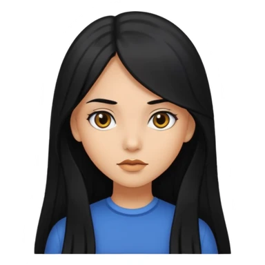A girl with long black hair, sharp eyes, and slightly dark skin sticker