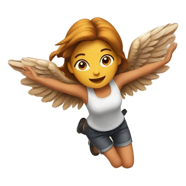 a girl flying with two grilled chicken wings on her back sticker