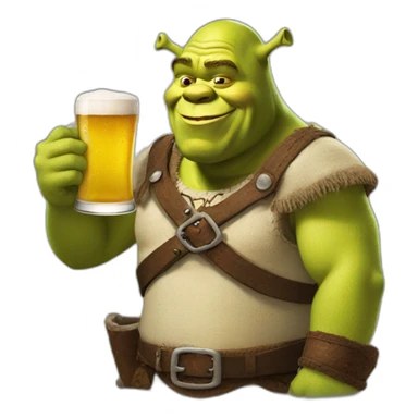 Shrek with a beer sticker