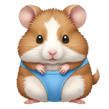 Hamster wearing underwear holding a mini hamster sticker