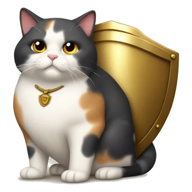 Fat calico cat with a shield  sticker