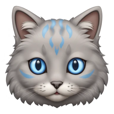 a gray cat with blue eyes on its FOREHEAD sticker
