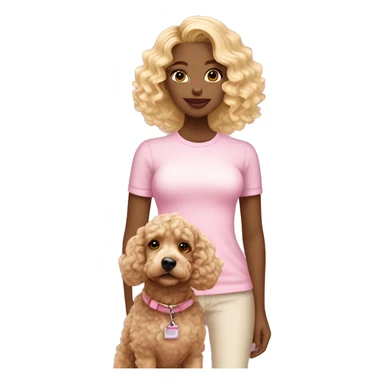 Blonde ombré girl with curly hair and soft pink lips taking a cockapoo for a walk sticker