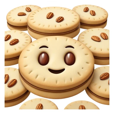 Cinematic Realistic Ma'amoul Dessert Emoji, featuring delicate shortbread cookies filled with dates or nuts rendered with intricate detail and warm, inviting lighting. sticker