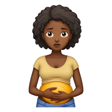 Black woman holding stomach in pain sticker
