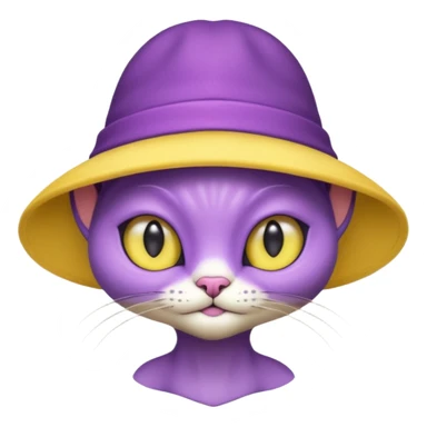 purple alien cat with no fur and yellow hat sticker