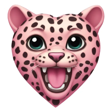 Winged leopard pink heart sticker