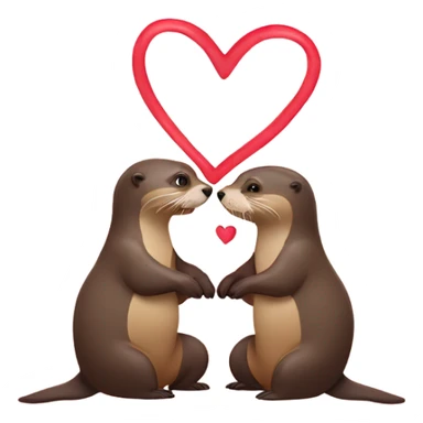 Two Otters making a heart shape with bodies sticker