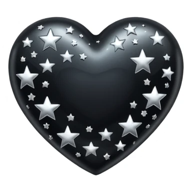 Black heart with stars around it  sticker