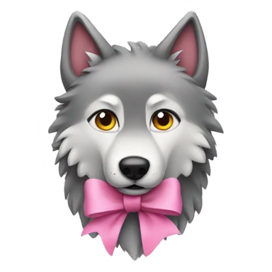 Wolf with a pink bow on the top right side of its head sticker