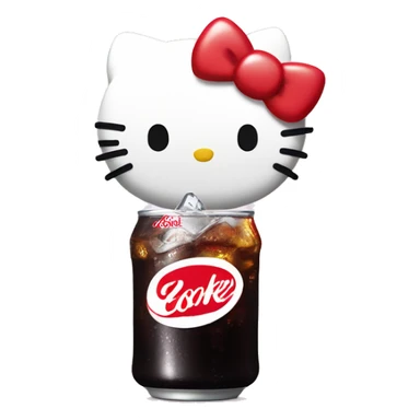 hello kitty drinking a Diet Coke in a cute way sticker