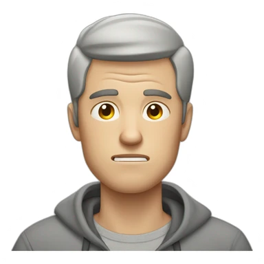 tired white man with very very very short hair in gray sweatshirt is very very very angry sticker