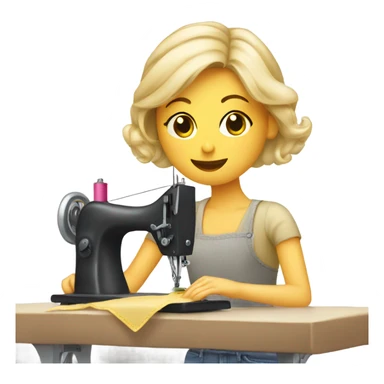Blonde Girl sewing on a sewing machine sticker