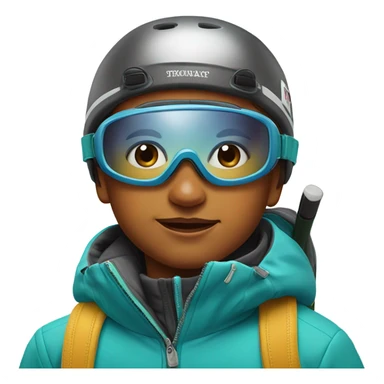 realistic portrait of a boy skiing sticker