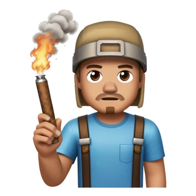 minecraft steve character holding and smoking a blunt, with smoke effect sticker