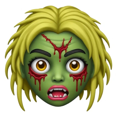 faça uma boneca zumbi estilo emoji do iphone com cabelos pretos cacheados sem muito volume e olhos pretos  sticker