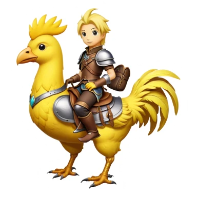 Chocobo with rider, yellow bird carrying a human character sticker