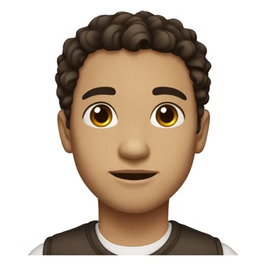 person with dark wavy hair, small brown eyes, brown eyebrows, good outfit and a normal nose, light skin sticker