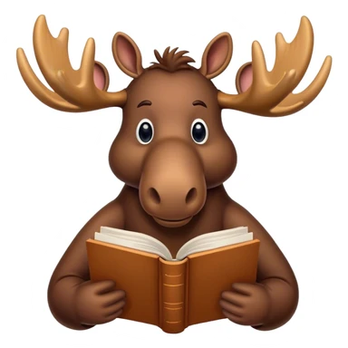 Moose reading a book sticker