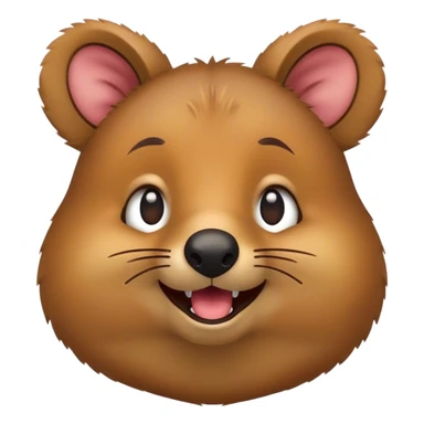 Cinematic Comical Quokka Portrait Emoji, Head tilted dramatically with an exaggeratedly amused expression, featuring a quirky, fluffy brown fur with a wide, playful grin and expressive eyes filled with humorous disbelief, Simplified yet hilariously expressive features, highly detailed, glowing with a slightly sassy glow, high shine, dramatic yet playful, stylized with an air of cheeky marsupial mischief, bright and endearing, soft glowing outline, capturing the essence of a spirited and over‐the‐top quokka, so meme‐worthy it feels like it could beam its way into internet fame instantly! sticker