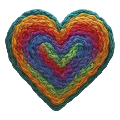 Rainbow knitted heart sticker