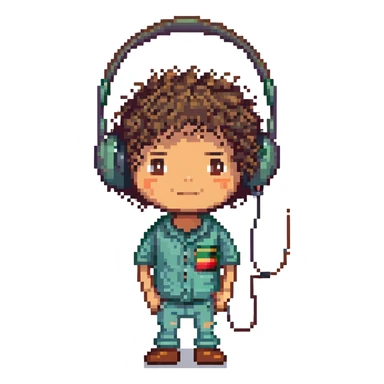 Mexican boy with curly hair who is a DJ sticker