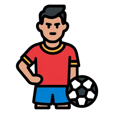 color outline icon of Ronaldo with soccer ball sticker