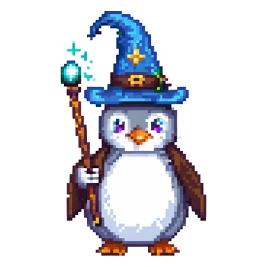 A penguin wizard sticker