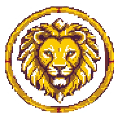 Golden lion sigil with red background, House Augustus sticker