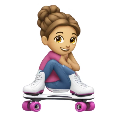 Una chica patinando con patines de cuatro ruedas  sticker