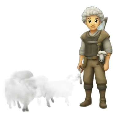 The shepherd grazing the sheep sticker