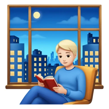 Apartment Windows with person reading + blue light. sticker