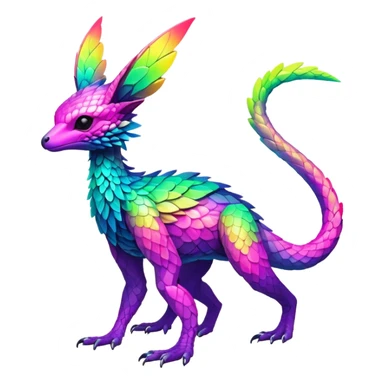 Exotic vibrant lush neon-colored Fakémon-Trico-creature (full body) sticker