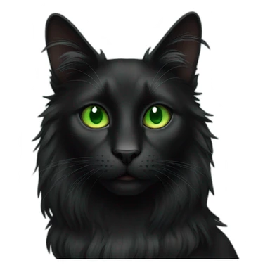 Long hair black cat with green eyes sticker