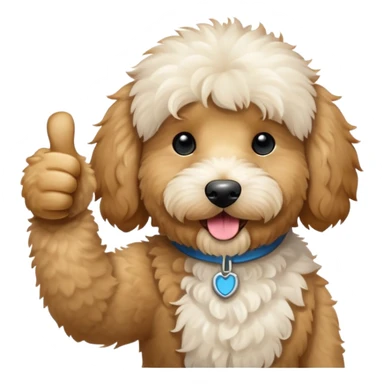 Goldendoodle with thumbs up sticker