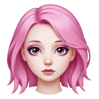 girl with pale skin and pink hair with make up done sticker
